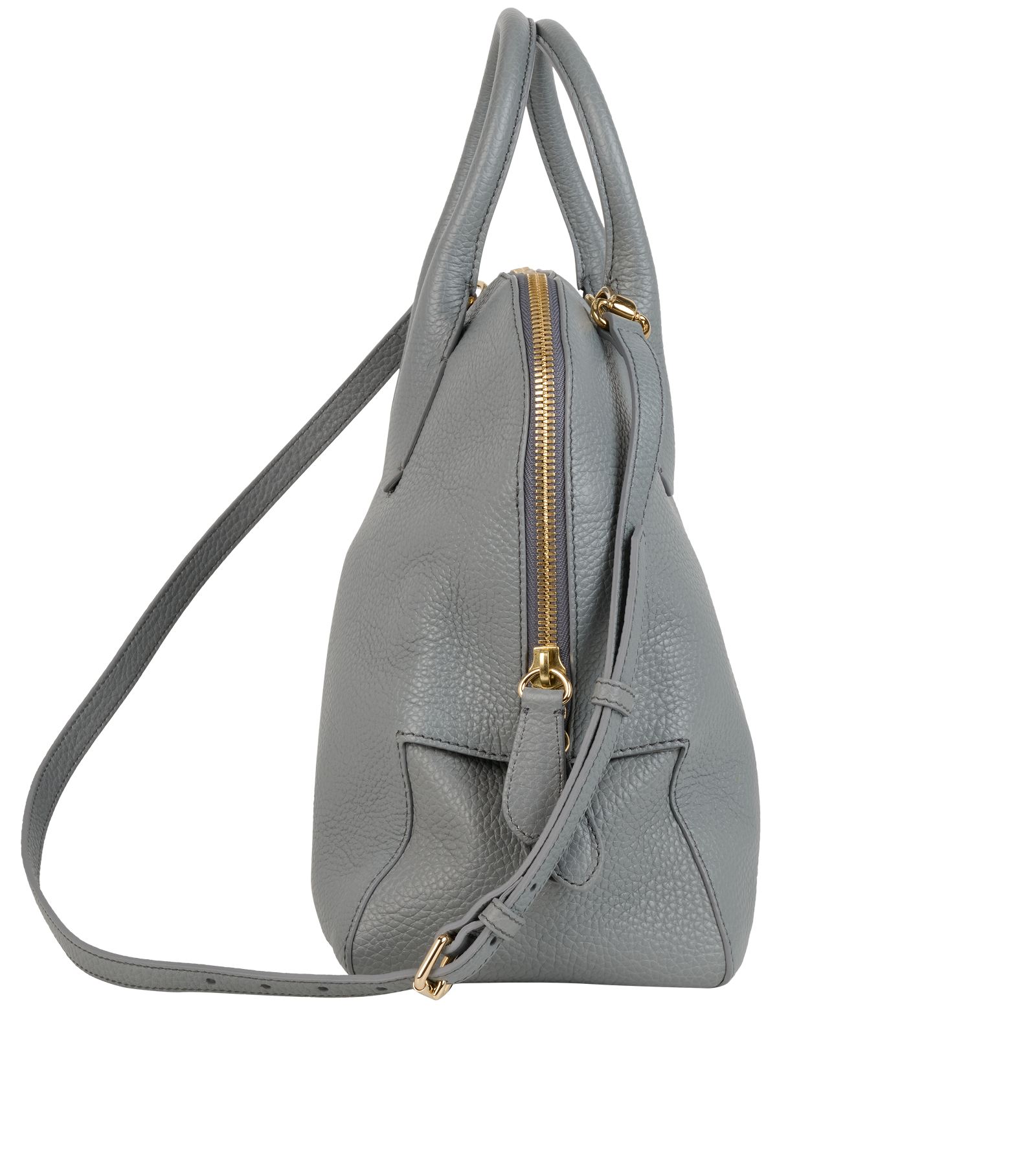 Greenwood Bowling Bag, &pound;295, Handbags, Grey, Leather, Side view
